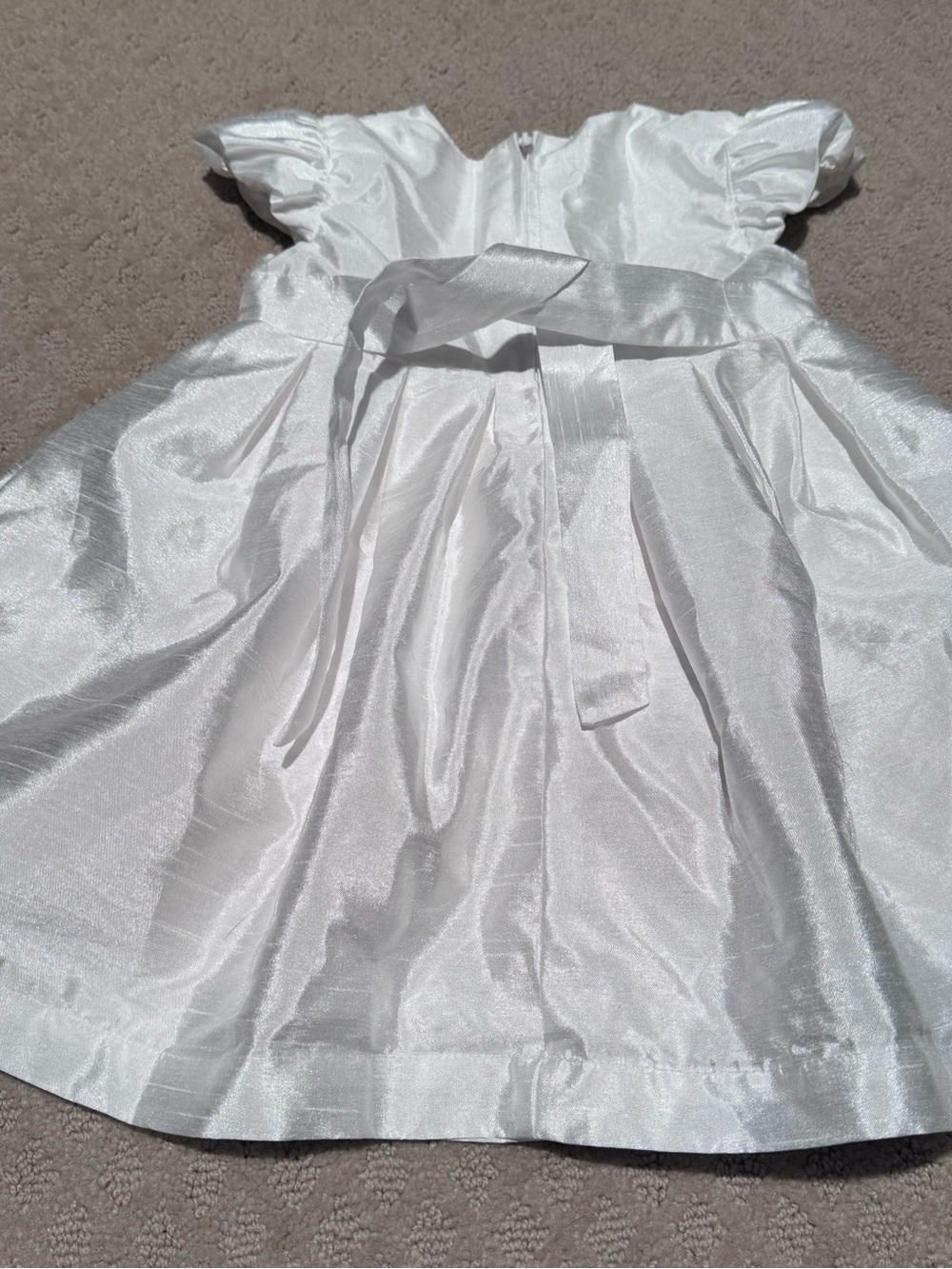 Carter's Shiny White Satin Party Dress with Bow